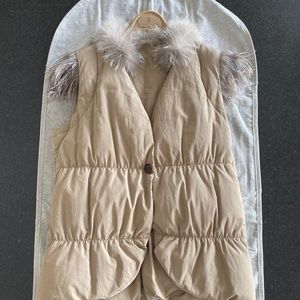 Brunello Cucinelli Cotton Vest with Fur